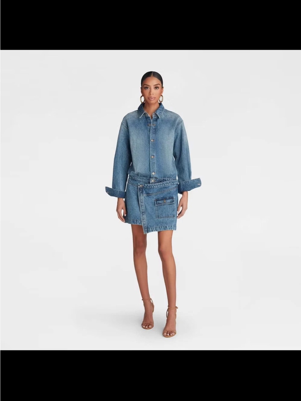 Denim Shirt Mini Dress - Blue